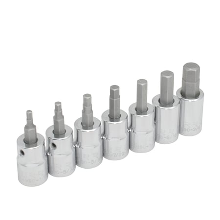 Urrea 3/8" Drive Hexagonal Short Tip Bit Socket Set, SAE, 7 pcs 49907